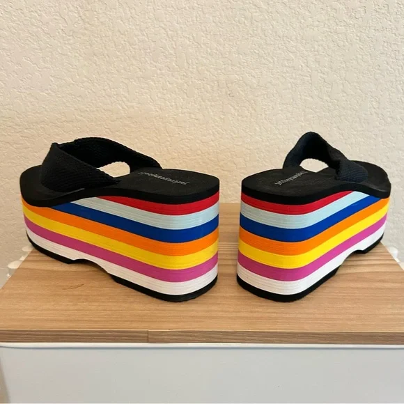 Jeffrey Campbell Wavin Rainbow Platform Flip Flop Size 10 - Picture 4 of 8